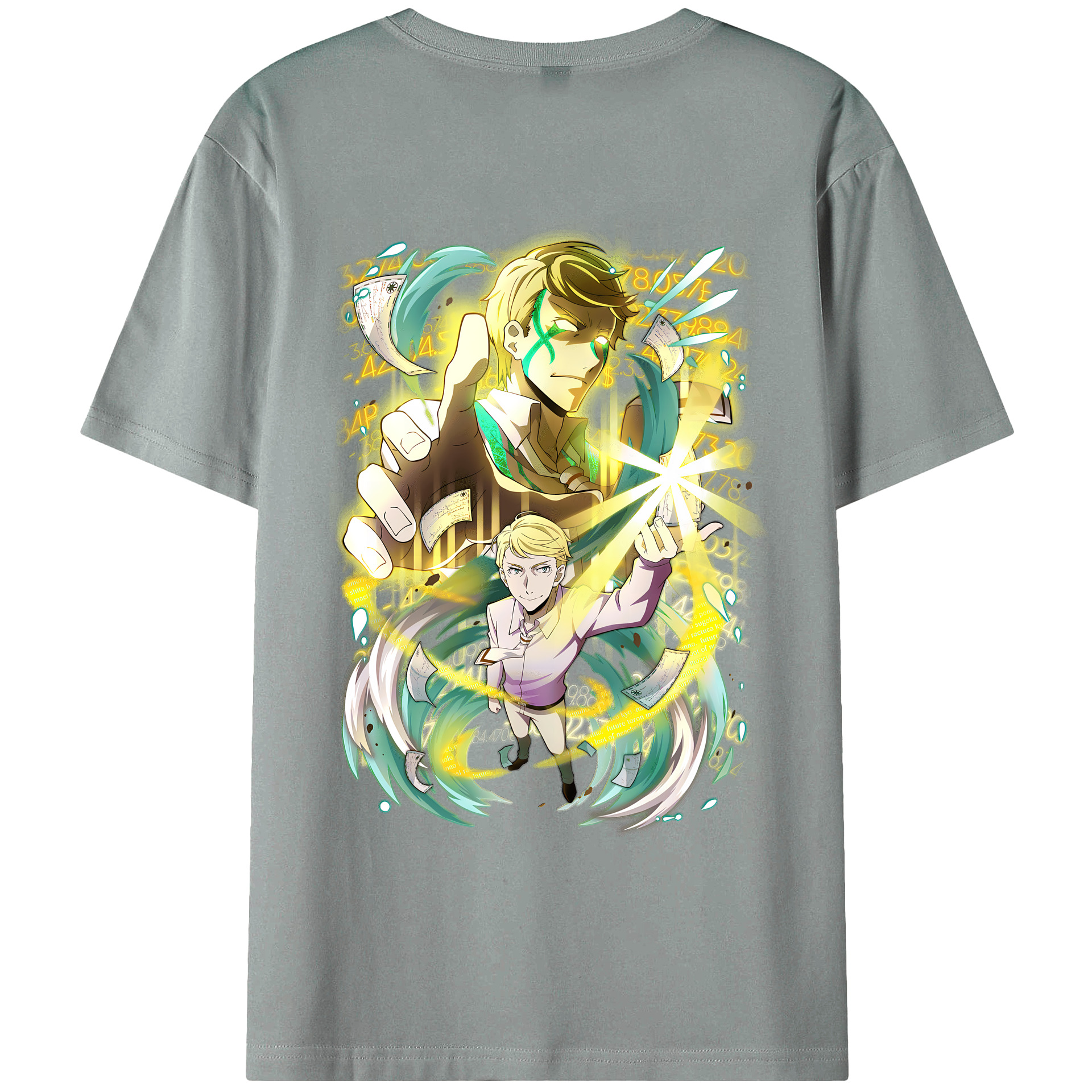 （画像用） 文豪ストレイドッグス Bungo Stray Dogs 綿100％ メンズ半袖Tシャツ（バックプリント） 通気性
